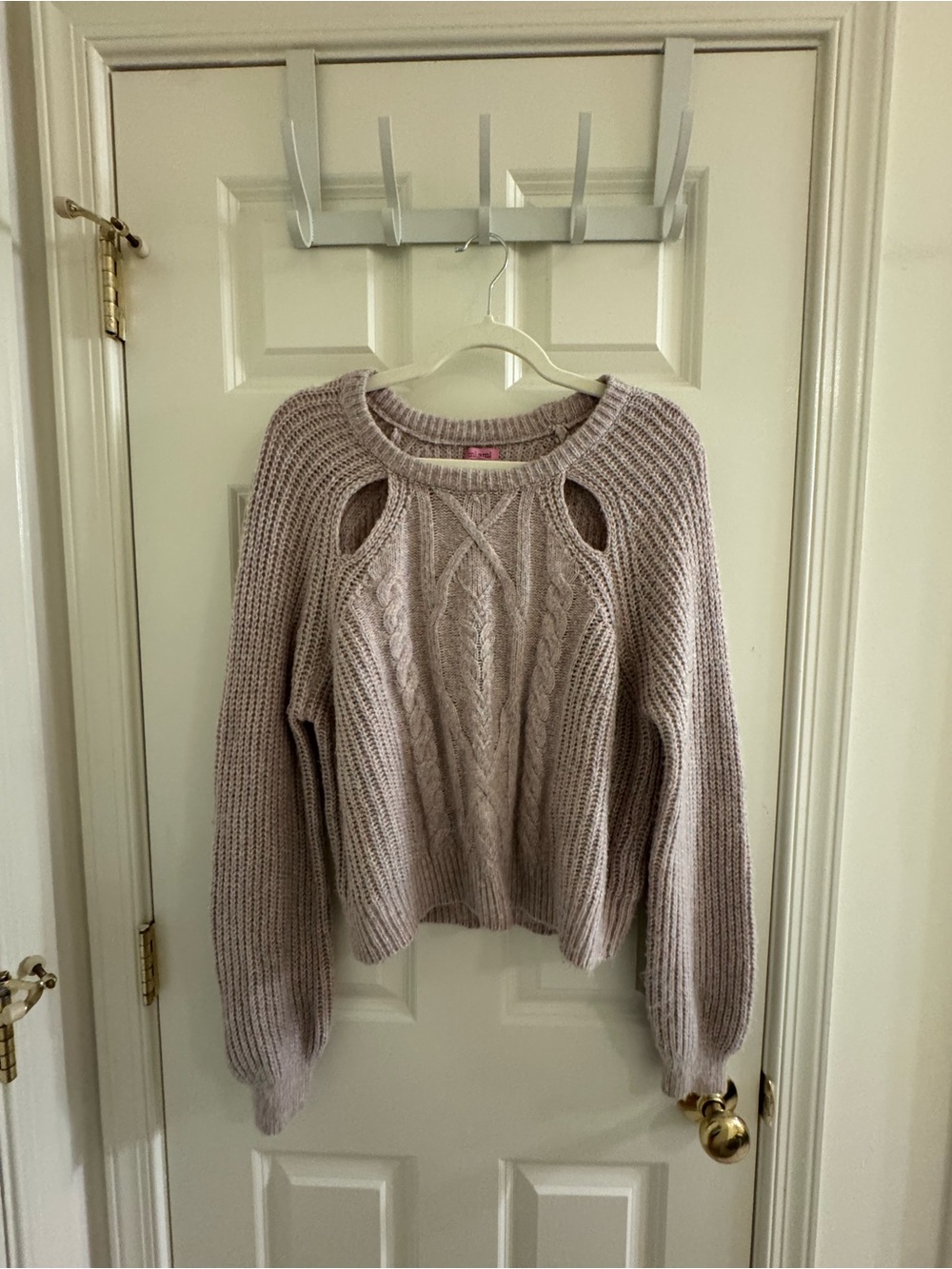 Miami Cable Knit Cutout-Shoulder Sweater